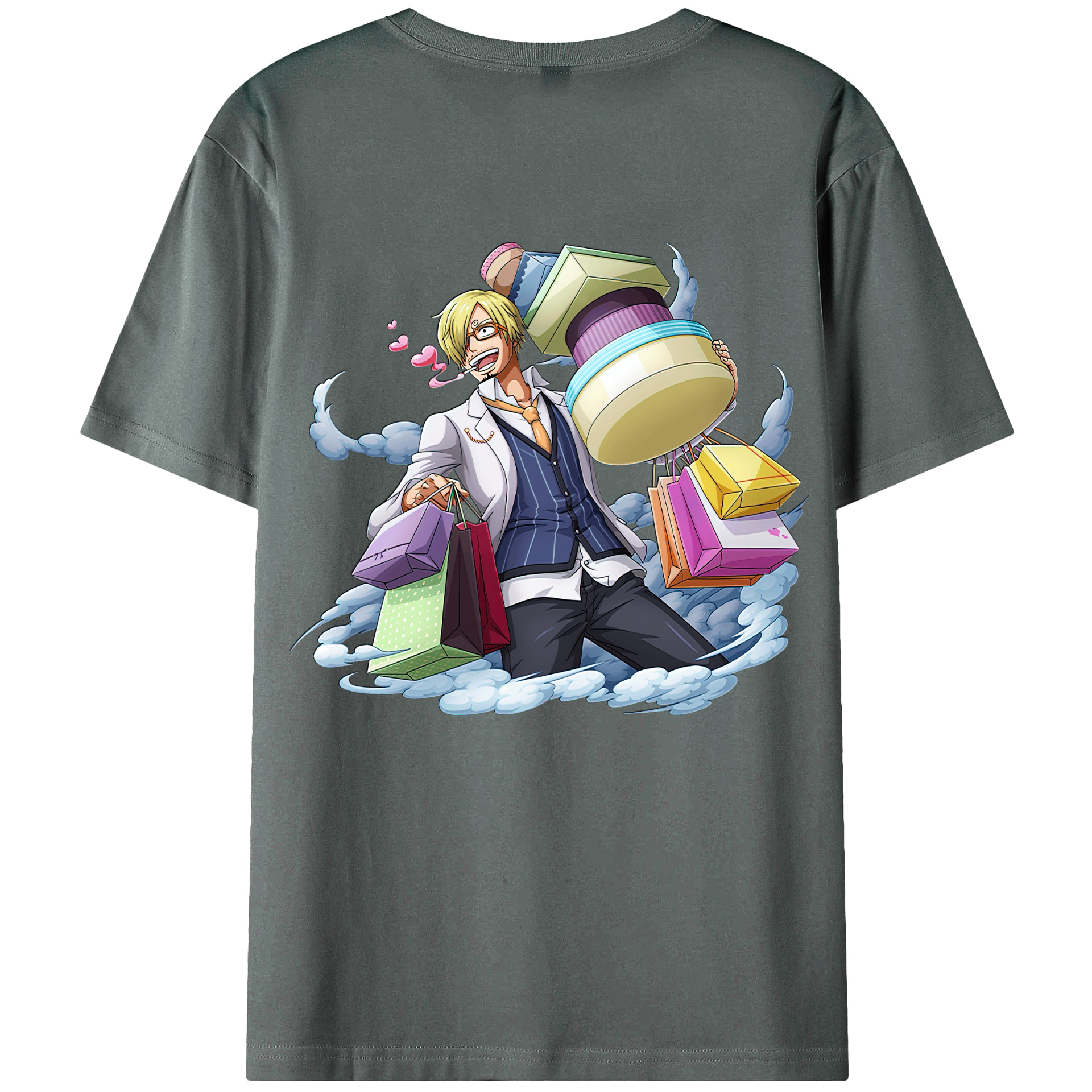 （画像用） ワンピース サンジ ONE PIECE Sanji 綿100％ メンズ半袖Tシャツ（バックプリント） 通気性
